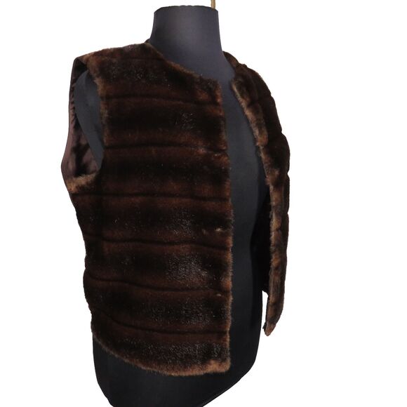 Catherine Stewart For Bellepointe Brown Faux Fur Vest Size Large - Picture 1 of 8